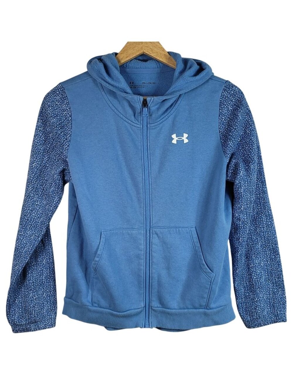 Under Armour Girls Rival Fleece Full Zip Hoodie Blue XL Sweatshirt Long Sleeve